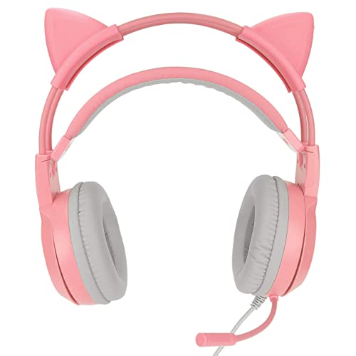 Elprico Gaming-Headset, Abnehmbares Katzenohr, USB + 3,5-mm-Stecker, Gaming-Kopfhörer, Unterstützt Lautstärkeregelung, Mikrofon-Stummschaltung für, für One(Rosa) Bild 5