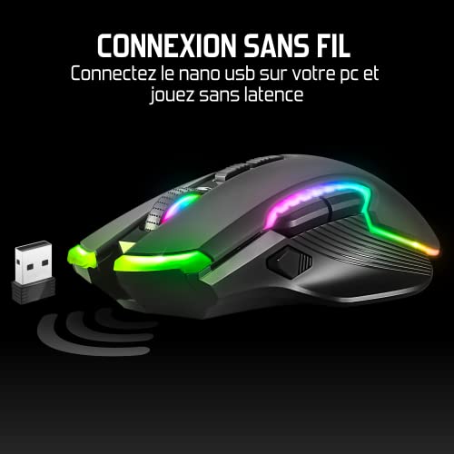 SPIRIT OF GAMER - Gaming Maus Kabellos Wiederaufladbar Elite M70-8 Programmierbare Tasten - RGB Hintergrundbeleuchtung - Ergonomische Gaming Maus mit Daumenauflage - Optischer Sensor 4800 DPI Bild 2