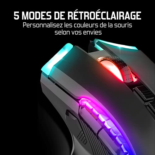 SPIRIT OF GAMER - Gaming Maus Kabellos Wiederaufladbar Elite M70-8 Programmierbare Tasten - RGB Hintergrundbeleuchtung - Ergonomische Gaming Maus mit Daumenauflage - Optischer Sensor 4800 DPI Bild 4
