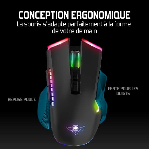 SPIRIT OF GAMER - Gaming Maus Kabellos Wiederaufladbar Elite M70-8 Programmierbare Tasten - RGB Hintergrundbeleuchtung - Ergonomische Gaming Maus mit Daumenauflage - Optischer Sensor 4800 DPI Bild 6