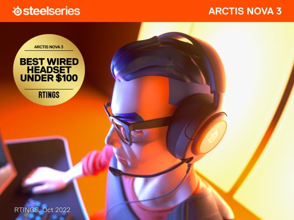 SteelSeries Arctis Nova 3 Multi-Plattform-Gaming-Headset – Signature Arctis Sound – ClearCast Gen 2 Mic – PC, PS5/PS4, Xbox Series X|S, Switch, Mobile, Schwarz Bild 3