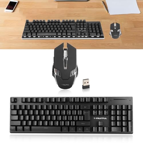 Kabellose Tastatur und Maus Kombination, RGB Gaming Tastatur Maus Set, Wiederaufladbare Tastaturs mit 104 Tasten, LED Hintergrundbeleuchtung, 7D 3200 DPI Mauses, Mechanisches Gefühl, für PC-Gamer Bild 2
