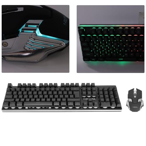 Kabellose Tastatur und Maus Kombination, RGB Gaming Tastatur Maus Set, Wiederaufladbare Tastaturs mit 104 Tasten, LED Hintergrundbeleuchtung, 7D 3200 DPI Mauses, Mechanisches Gefühl, für PC-Gamer Bild 3