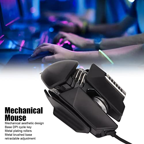 Gaming-Maus, 12800 DPI Einziehbare Anpassung Wassergekühlter RGB-Lichteffekt Kabelgebundene Maus Galvanisierte Walzen Basis aus gebürstetem Metall PC-Gaming-Mäuse mit Basis-DPI-Zyklusschlüssel Bild 2