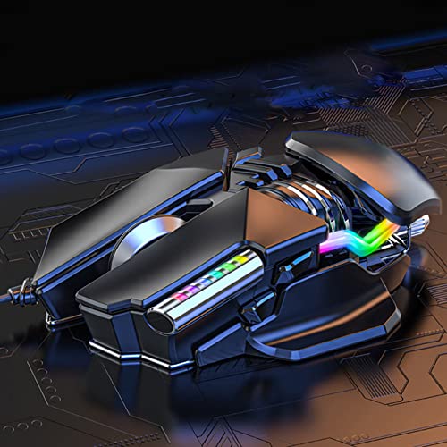 Gaming-Maus, 12800 DPI Einziehbare Anpassung Wassergekühlter RGB-Lichteffekt Kabelgebundene Maus Galvanisierte Walzen Basis aus gebürstetem Metall PC-Gaming-Mäuse mit Basis-DPI-Zyklusschlüssel Bild 4