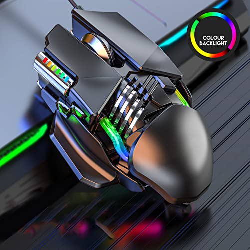 Gaming-Maus, 12800 DPI Einziehbare Anpassung Wassergekühlter RGB-Lichteffekt Kabelgebundene Maus Galvanisierte Walzen Basis aus gebürstetem Metall PC-Gaming-Mäuse mit Basis-DPI-Zyklusschlüssel Bild 5