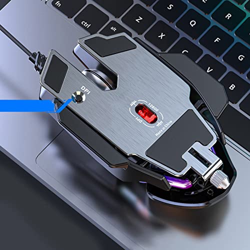 Gaming-Maus, 12800 DPI Einziehbare Anpassung Wassergekühlter RGB-Lichteffekt Kabelgebundene Maus Galvanisierte Walzen Basis aus gebürstetem Metall PC-Gaming-Mäuse mit Basis-DPI-Zyklusschlüssel Bild 6