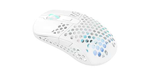 Xtrfy M42 Wireless, kabellose ultraleichte Gaming-Maus, optimiert für E-Sports, 2.4 GHz Funk, RGB-Beleuchtung, modulares Gehäuse (2 Größen inkl.), wiederaufladbar, weiß Bild 2