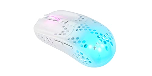 Xtrfy MZ1 Wireless, ultraleichte kabellose Gaming-Maus, 2.4 GHz Funk, Pixart 3370 Sensor, einzigartige Form für optimales Zielen, RGB-Beleuchtung, wiederaufladbar, weiß Bild 2