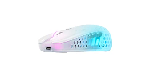 Xtrfy MZ1 Wireless, ultraleichte kabellose Gaming-Maus, 2.4 GHz Funk, Pixart 3370 Sensor, einzigartige Form für optimales Zielen, RGB-Beleuchtung, wiederaufladbar, weiß Bild 3