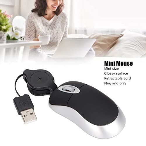 Kabelgebundene USB-Maus, 68 cm Einziehbares Kabel, Tragbare Maus für Computer und Laptops, Kompakte Reisemaus, Verstellbare Kabelmaus Bild 2
