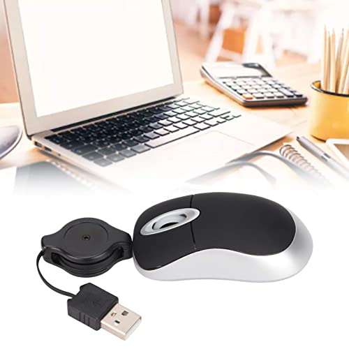 Kabelgebundene USB-Maus, 68 cm Einziehbares Kabel, Tragbare Maus für Computer und Laptops, Kompakte Reisemaus, Verstellbare Kabelmaus Bild 3