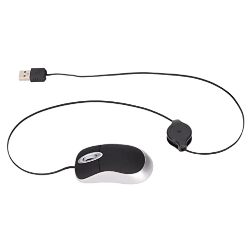 Kabelgebundene USB-Maus, 68 cm Einziehbares Kabel, Tragbare Maus für Computer und Laptops, Kompakte Reisemaus, Verstellbare Kabelmaus Bild 5