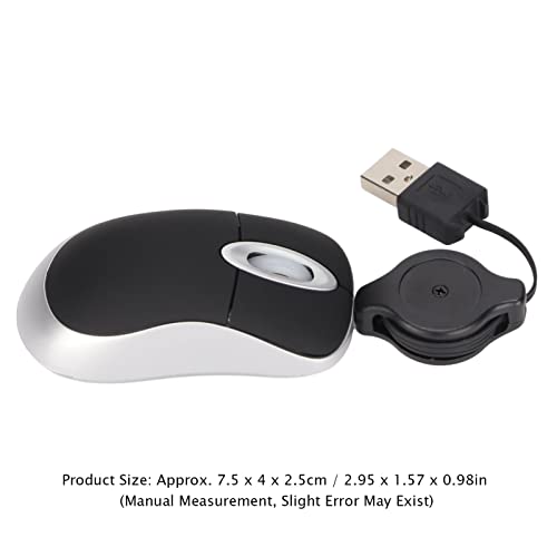 Kabelgebundene USB-Maus, 68 cm Einziehbares Kabel, Tragbare Maus für Computer und Laptops, Kompakte Reisemaus, Verstellbare Kabelmaus Bild 6