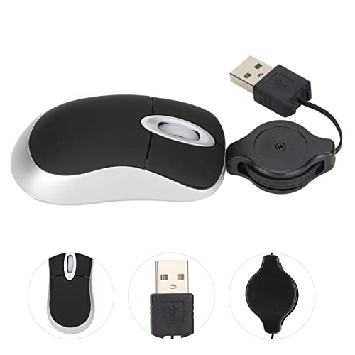 Kabelgebundene USB-Maus, 68 cm Einziehbares Kabel, Tragbare Maus für Computer und Laptops, Kompakte Reisemaus, Verstellbare Kabelmaus Bild 7