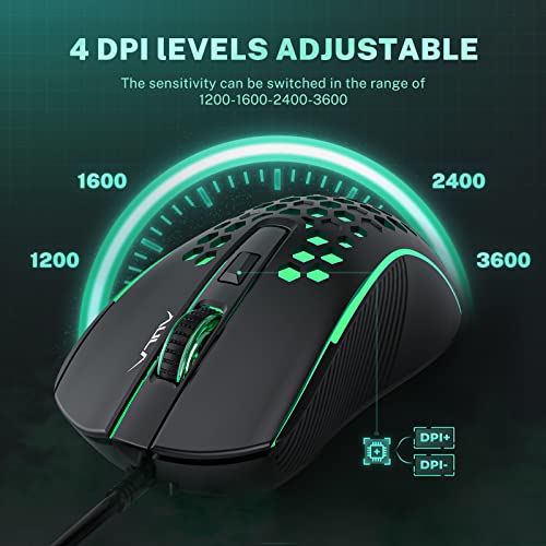 AULA S11 3600DPI RGB Optische Gaming Maus schwarz Bild 3