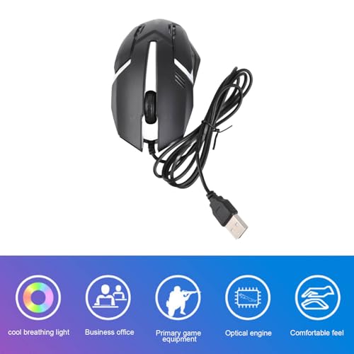 Annadue USB-Kabel-Gaming-Maus Ergonomische Schnelle PC-Computer Optische Mäuse Hochpräzise Gaming-Mäuse für Windows, PC, Mac, Laptop-Gamer(Schwarz) Bild 2