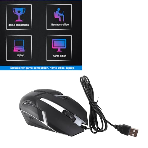 Annadue USB-Kabel-Gaming-Maus Ergonomische Schnelle PC-Computer Optische Mäuse Hochpräzise Gaming-Mäuse für Windows, PC, Mac, Laptop-Gamer(Schwarz) Bild 3