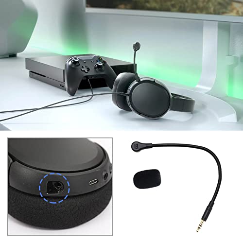 3,5 mm Ersatz-Mikrofon, 19 cm, reduziert Geräuschentwicklung, abnehmbar, kompatibel mit SteelSeries Arctis 1 kabelgebundenes kabelloses Gaming-Headset, Schwarz mit Schaumstoffabdeckung Bild 2