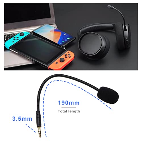 3,5 mm Ersatz-Mikrofon, 19 cm, reduziert Geräuschentwicklung, abnehmbar, kompatibel mit SteelSeries Arctis 1 kabelgebundenes kabelloses Gaming-Headset, Schwarz mit Schaumstoffabdeckung Bild 3