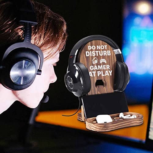 Gamer Geschenke für Teenage Boy, Kopfhörerständer für Gamer, Gaming-Headset-Halter, Holz-Kopfhörer-Aufhänger mit Kabelwanne, kompatibel für alle Kopfhörergrößen Bild 6