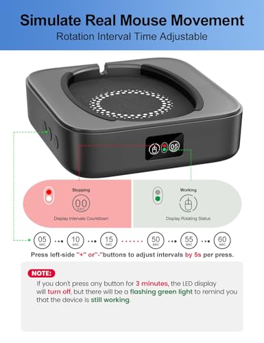 Meatanty Mechanischer Maus Jiggler, Mausbeweger mit AN/AUS, treiberfreier Computer-, nicht nachweisbar, Timer, Simulator, verhindert, dass der PC in den Schlafmodus Bild 4