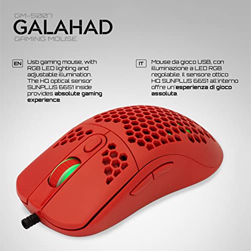 White Shark, Galahad White, Gaming-Maus mit USB-Kabel, Optische Maus für PC-Gaming mit LED unter Mausaktivierungstaste, 6 Programmierbare Tasten, Kompatibel mit Windows und MacOS, Rot Bild 2