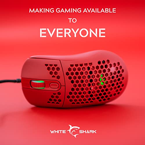White Shark, Galahad White, Gaming-Maus mit USB-Kabel, Optische Maus für PC-Gaming mit LED unter Mausaktivierungstaste, 6 Programmierbare Tasten, Kompatibel mit Windows und MacOS, Rot Bild 6