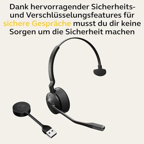 Jabra Engage 55 Schnurloses Mono Headset mit Link 400 USB-A DECT-Adapter - Mikrofon mit Geräuschunterdrückung, umfangreiche Reichweite - Für Google Meet und Zoom Zertifiziert - Schwarz Bild 2