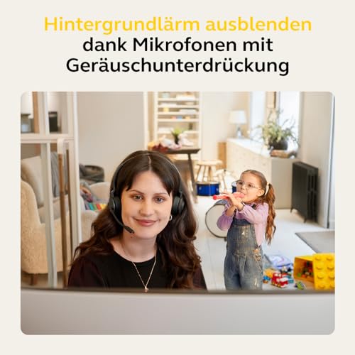 Jabra Engage 55 Schnurloses Stereo-Headset mit Link 400 USB-C DECT-Adapter - Mikrofon mit Geräuschunterdrückung, umfangreiche Reichweite, Gehörschutz - Für MS Teams Zertifiziert - Schwarz Bild 3