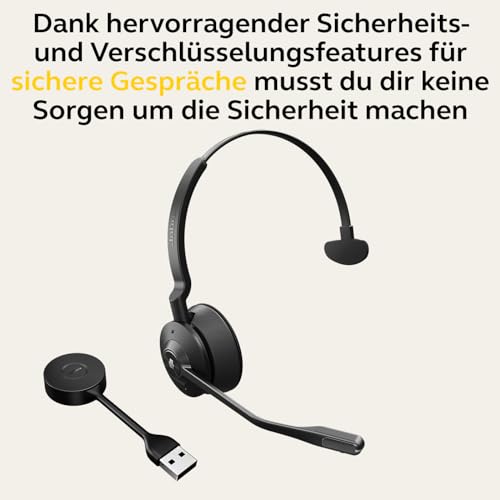 Jabra Engage 55 Schnurloses Mono Headset mit Link 400 USB-A DECT-Adapter - Mikrofon mit Geräuschunterdrückung, umfangreiche Reichweite, Gehörschutz - Für MS Teams Zertifiziert - Schwarz Bild 2