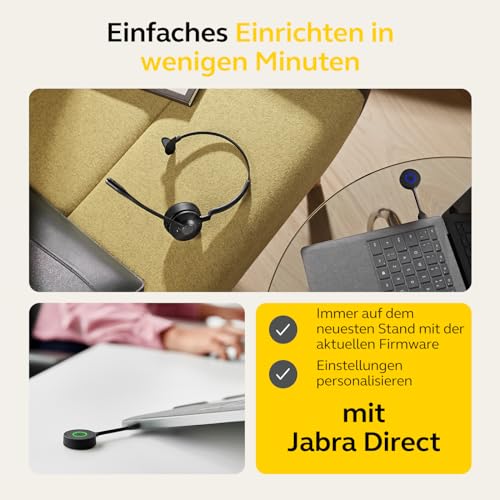 Jabra Engage 55 Schnurloses Mono Headset mit Link 400 USB-A DECT-Adapter - Mikrofon mit Geräuschunterdrückung, umfangreiche Reichweite, Gehörschutz - Für MS Teams Zertifiziert - Schwarz Bild 4