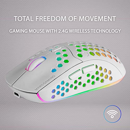 Mars Gaming MMW3W, Kabellose Gaming Maus, RGB Flow, Ultraleicht 79g, 3200DPI, Weiß Bild 3