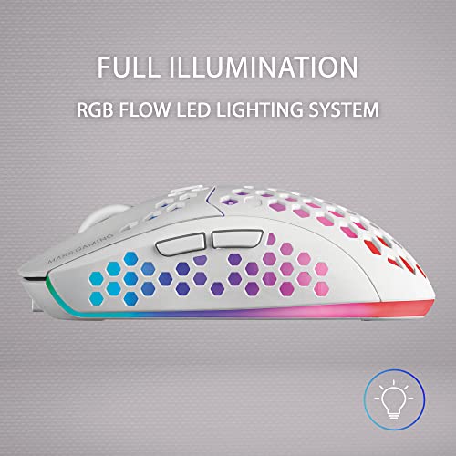 Mars Gaming MMW3W, Kabellose Gaming Maus, RGB Flow, Ultraleicht 79g, 3200DPI, Weiß Bild 4