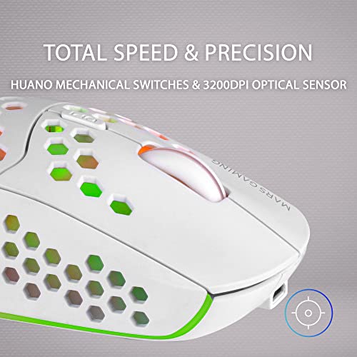 Mars Gaming MMW3W, Kabellose Gaming Maus, RGB Flow, Ultraleicht 79g, 3200DPI, Weiß Bild 5