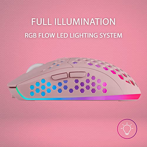 Mars Gaming MMW3P, Kabellose Gaming Maus, RGB Flow, Ultraleicht 79g, 3200DPI, Rosa Bild 4