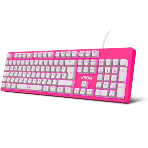 KROM Kit Tastatur, -Maus und -Mausunterlage Barbie Edition KANDY - Weiße LED-Membrantastatur, Maus optischem Sensor 6400 DPI, Mause-Matte hat eine Gummibasis, Deutsch layout, pink Bild 4