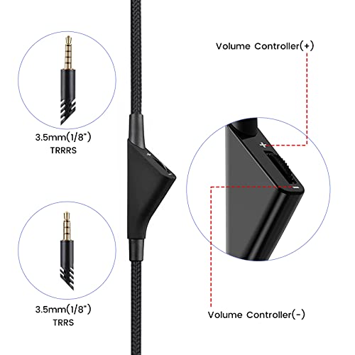weishan A40 Kabel Ersatz für Astro A10 A40 TR Gaming-Headsets, 3,5 mm geflochtenes abnehmbares Audiokabel mit Inline-Lautstärkeregler, 1,8 m lang Bild 5
