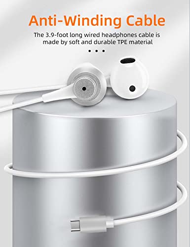 MAS CARNEY Kopfhörer USB C Kabelkopfhörer USBC TH4, In-Ear-Ohrhörer mit Mikrofon für iPhone 17 16 15 Pro Max, Samsung S26 S25 A16 A17 A56, Google Pixel und andere Smartphones mit Typ-C-Schnittstelle Bild 6