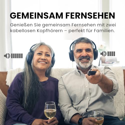 Avantree Duet - 2 Kabellose Kopfhörer für Fernseher, klarer und lauter Klang für Senioren, einfache Plug-&-Play-Einrichtung, mit 2,4-GHz-RF-Sender & Ladestation Bild 2