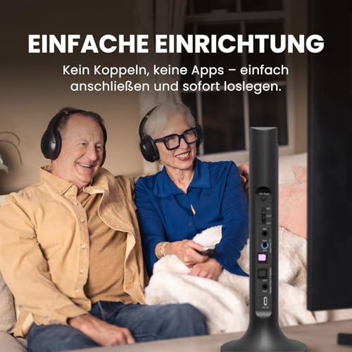 Avantree Duet - 2 Kabellose Kopfhörer für Fernseher, klarer und lauter Klang für Senioren, einfache Plug-&-Play-Einrichtung, mit 2,4-GHz-RF-Sender & Ladestation Bild 4