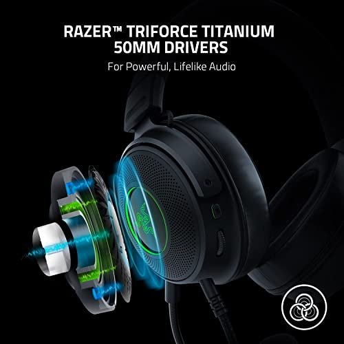 Razer Kraken V3 HyperSense - Kabelgebundenes USB-Gaming-Headset mit haptischer Technologie Schwarz & Base Station V2 Chroma - Headset-Ständer mit USB-Hub und RGB-Beleuchtung Schwarz Bild 4