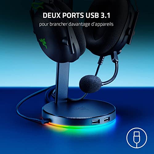 Razer Kraken V3 HyperSense - Kabelgebundenes USB-Gaming-Headset mit haptischer Technologie Schwarz & Base Station V2 Chroma - Headset-Ständer mit USB-Hub und RGB-Beleuchtung Schwarz Bild 7