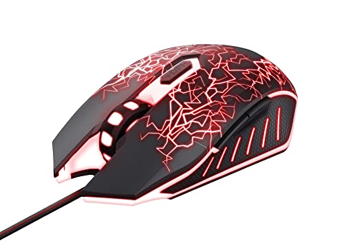 Trust Gaming GXT 105 Gaming Maus mit LED-Lichtdesign, 800-4000 DPI, 6 Tasten, Gaming Mouse für PC, Laptop, Spielkonsole - Schwarz Bild 1