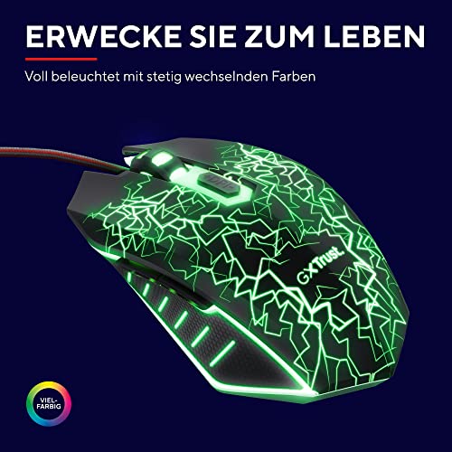 Trust Gaming GXT 105 Gaming Maus mit LED-Lichtdesign, 800-4000 DPI, 6 Tasten, Gaming Mouse für PC, Laptop, Spielkonsole - Schwarz Bild 3