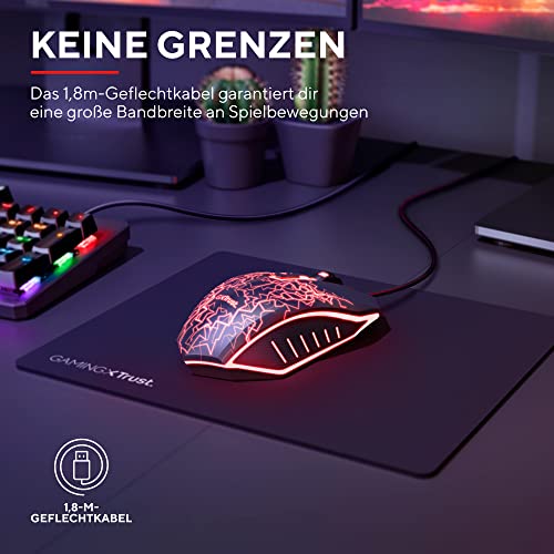 Trust Gaming GXT 105 Gaming Maus mit LED-Lichtdesign, 800-4000 DPI, 6 Tasten, Gaming Mouse für PC, Laptop, Spielkonsole - Schwarz Bild 4