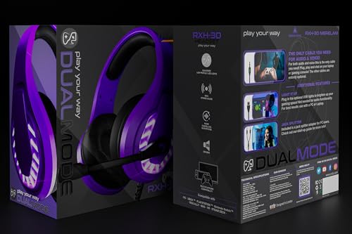 Orzly Gaming-Headset für PC und Spielekonsolen PS5, PS4, Xbox Series X | S, Xbox One, Switch & Google Stadia Stereo-Sound mit Mikrofon mit Geräuschunterdrückung – RXH-30 Abyss Edition (lila) Bild 2