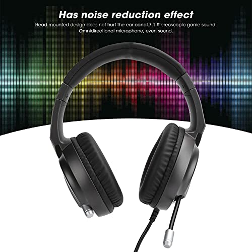 Kabelgebundene Over Ear Kopfhörer, RGB Lichteffekt Over Ear Gaming Headset mit Geräuschunterdrückung, Jungen Mädchen Gaming Kopfhörer, mit Mikrofon, für Computer Laptop Notebook(Schwarz) Bild 3