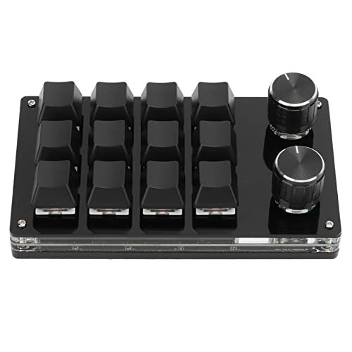Einhändige Makro-mechanische Tastatur, tragbare multifunktionale mechanische Einhand-Gaming-Tastatur mit 12 vollständig programmierbaren Tasten und Knöpfen, für, für Linux, für(Schwarz) Bild 1