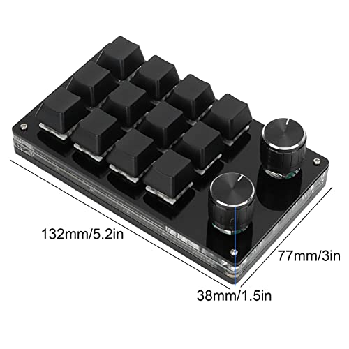 Einhändige Makro-mechanische Tastatur, tragbare multifunktionale mechanische Einhand-Gaming-Tastatur mit 12 vollständig programmierbaren Tasten und Knöpfen, für, für Linux, für(Schwarz) Bild 2